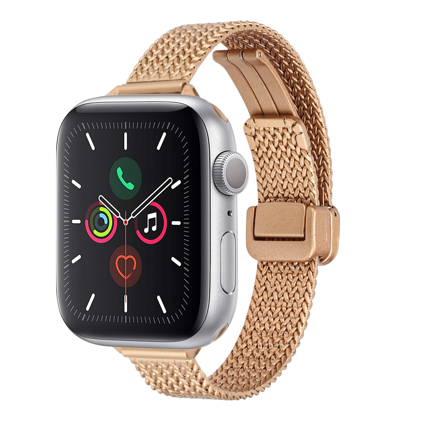 For Apple Watch Size Ultra 49/42/44/45mm Business Look Magnetic Metal Watchband - Rose Gold
