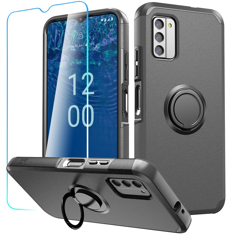 Für Nokia G310 5G Hülle Dual Layered Robust Cover mit Ring Ständer + Hartglas - Bild 7 von 30