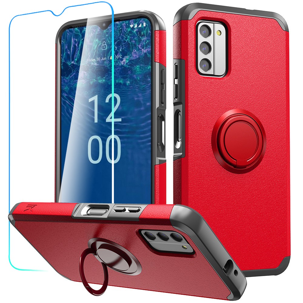 Für Nokia G310 5G Hülle Dual Layered Robust Cover mit Ring Ständer + Hartglas - Bild 25 von 30