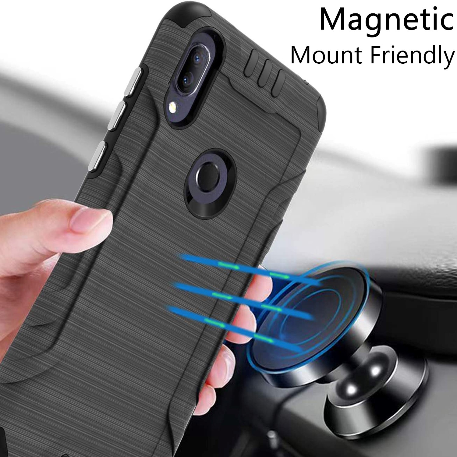For Cricket Vision 3, AT&T Calypso Magnetic Metallic Design Hybrid Cover Case - Photo 23 sur 48