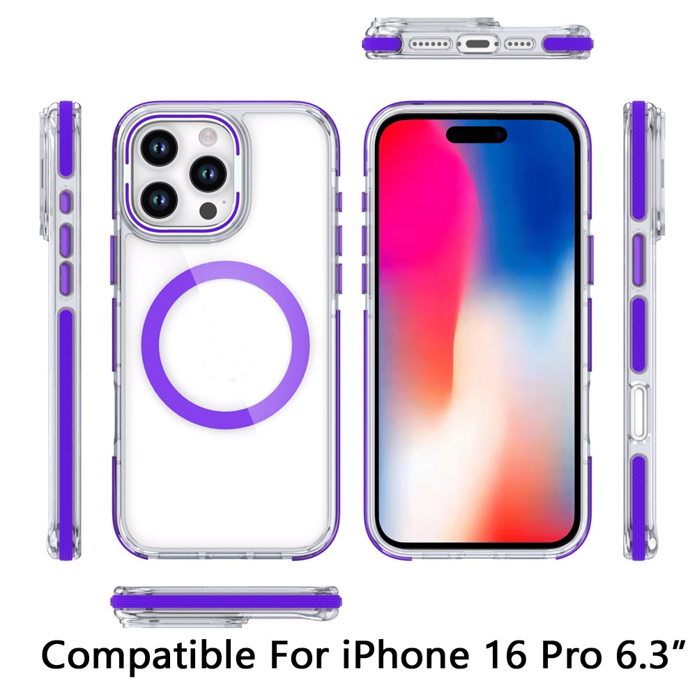 Funda para iPhone 16 Pro 6,3 pulgadas círculo magnético cámara lente soporte + vidrio templado - Imagen 18 de 32