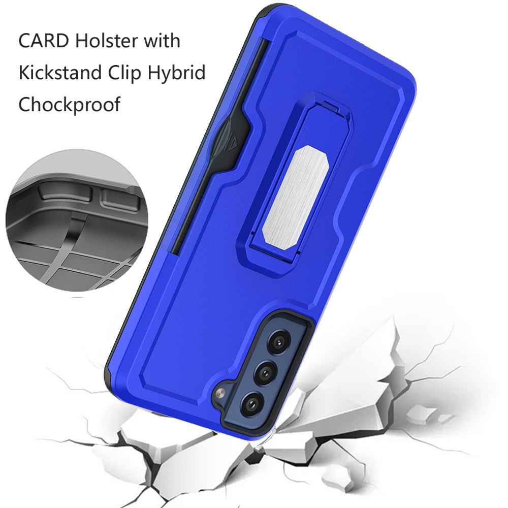 Fondina CARD per Samsung Galaxy S22 con clip cavalletto custodia robusta ibrida - Foto 13 di 28