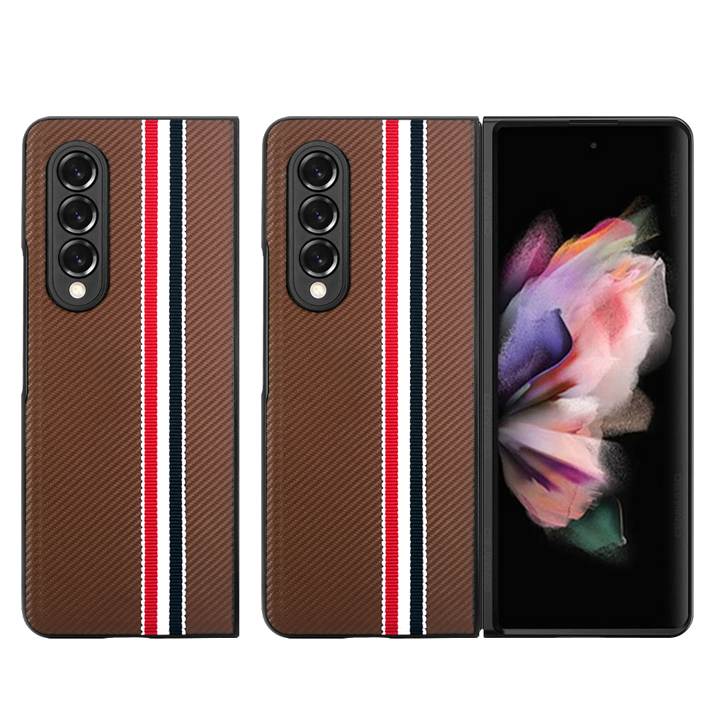 For Samsung Z Fold5 Case Fabric Flip Phone Premium PU Vegan Leather Phone Cover