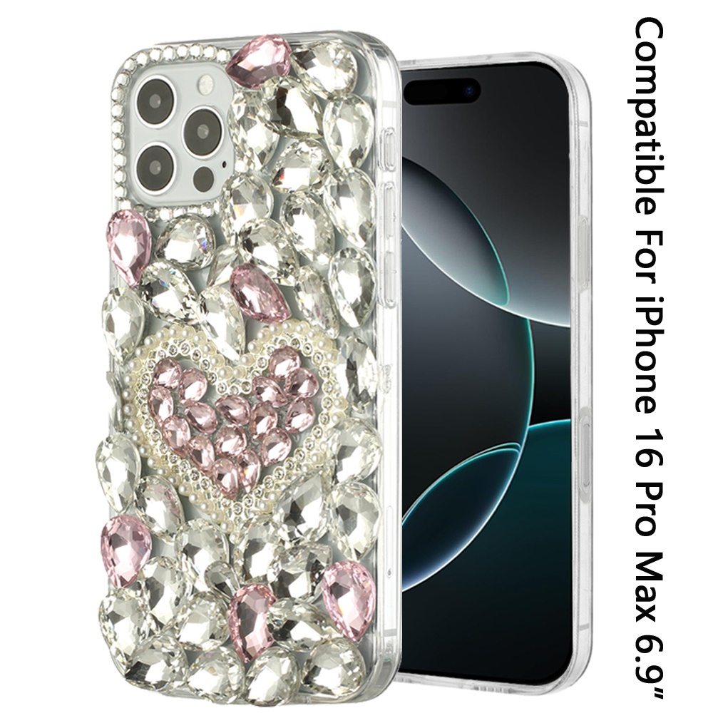 Custodia per iPhone 16 PRO MAX completa di strass + vetro temperato - Foto 15 di 25
