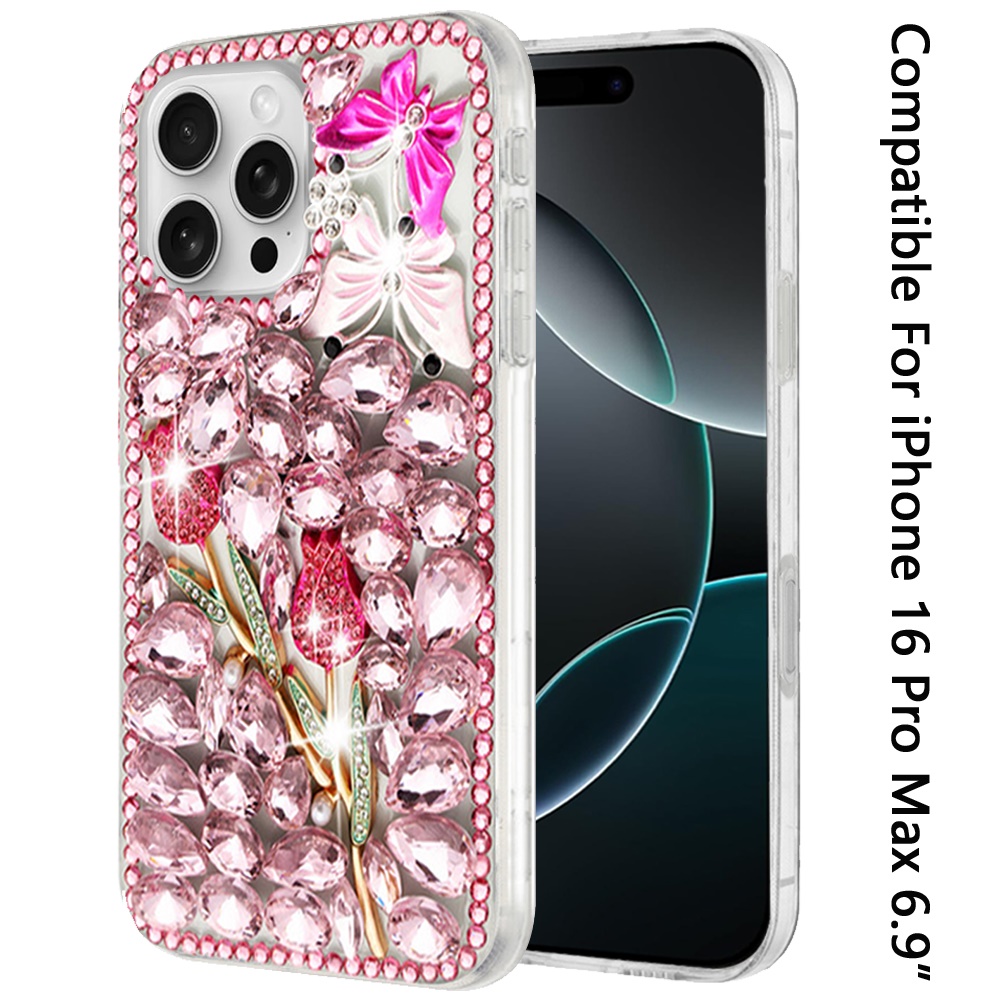 Custodia per iPhone 16 PRO MAX completa di strass + vetro temperato - Foto 18 di 25