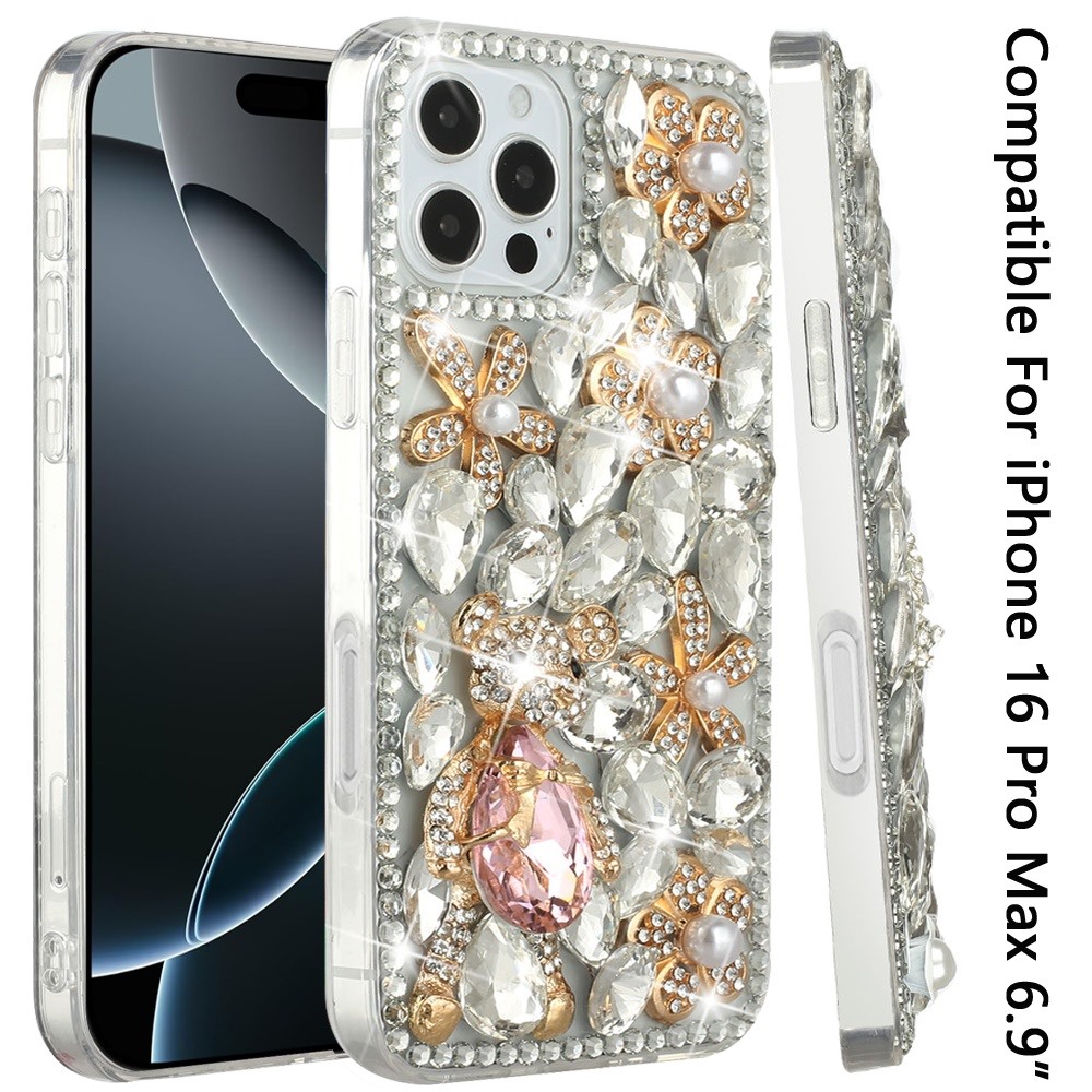 Custodia per iPhone 16 PRO MAX completa di strass + vetro temperato - Foto 24 di 25
