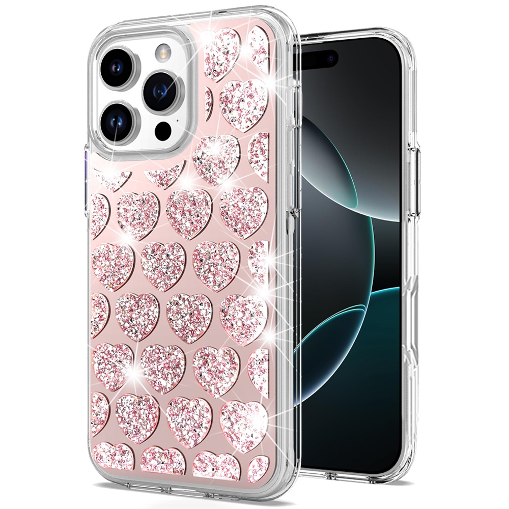 For iPhone 16 PRO MAX Case Shimmering Bling Hybrid Phone Cover + Tempered Glass - Picture 7 of 21