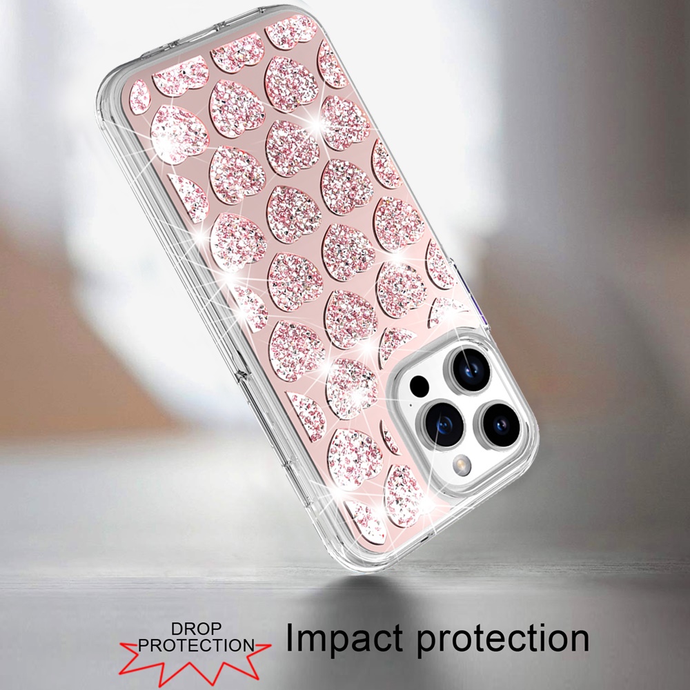 For iPhone 16 PRO MAX Case Shimmering Bling Hybrid Phone Cover + Tempered Glass - Picture 9 of 21
