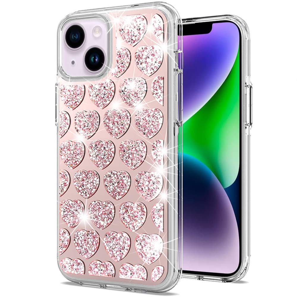 Für iPhone 13/14 Hülle Schimmernd Bling Hybrid Handyhülle + Hartglas - Bild 12 von 26