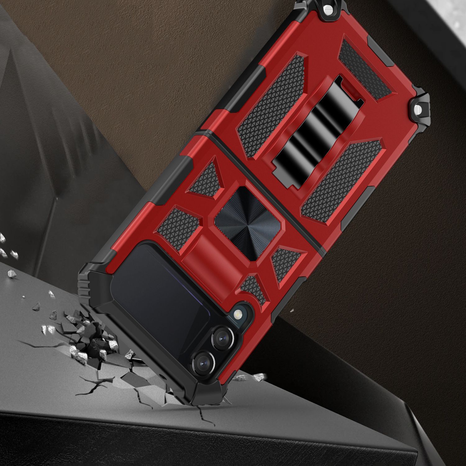 For Samsung Z Flip4 Case Machine Magnetic Shockproof Kickstand Phone Cover