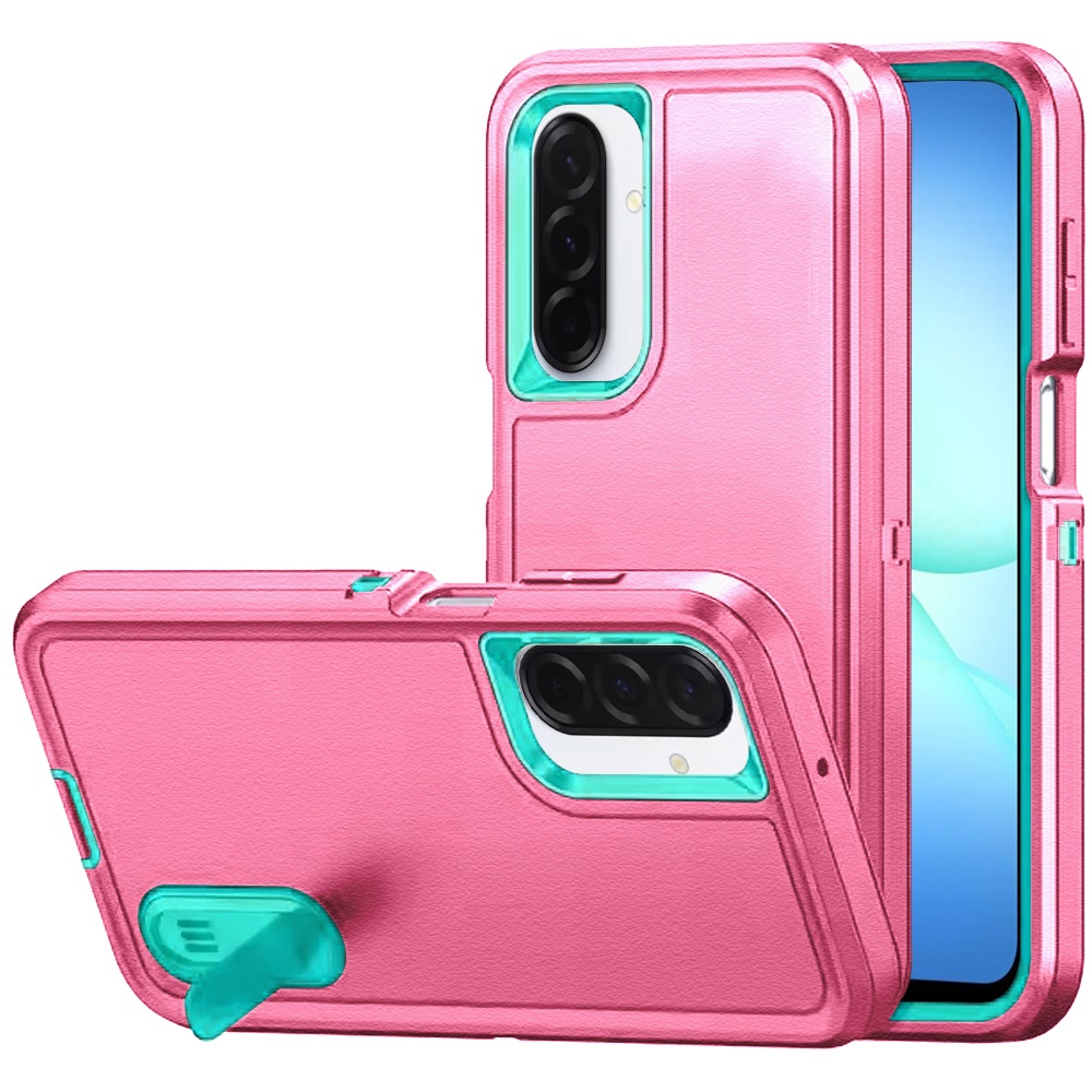 For Samsung A17 5G PEAK 3in1 Toughest Hybrid with Stand Cover Case - Teal/Hot Pink