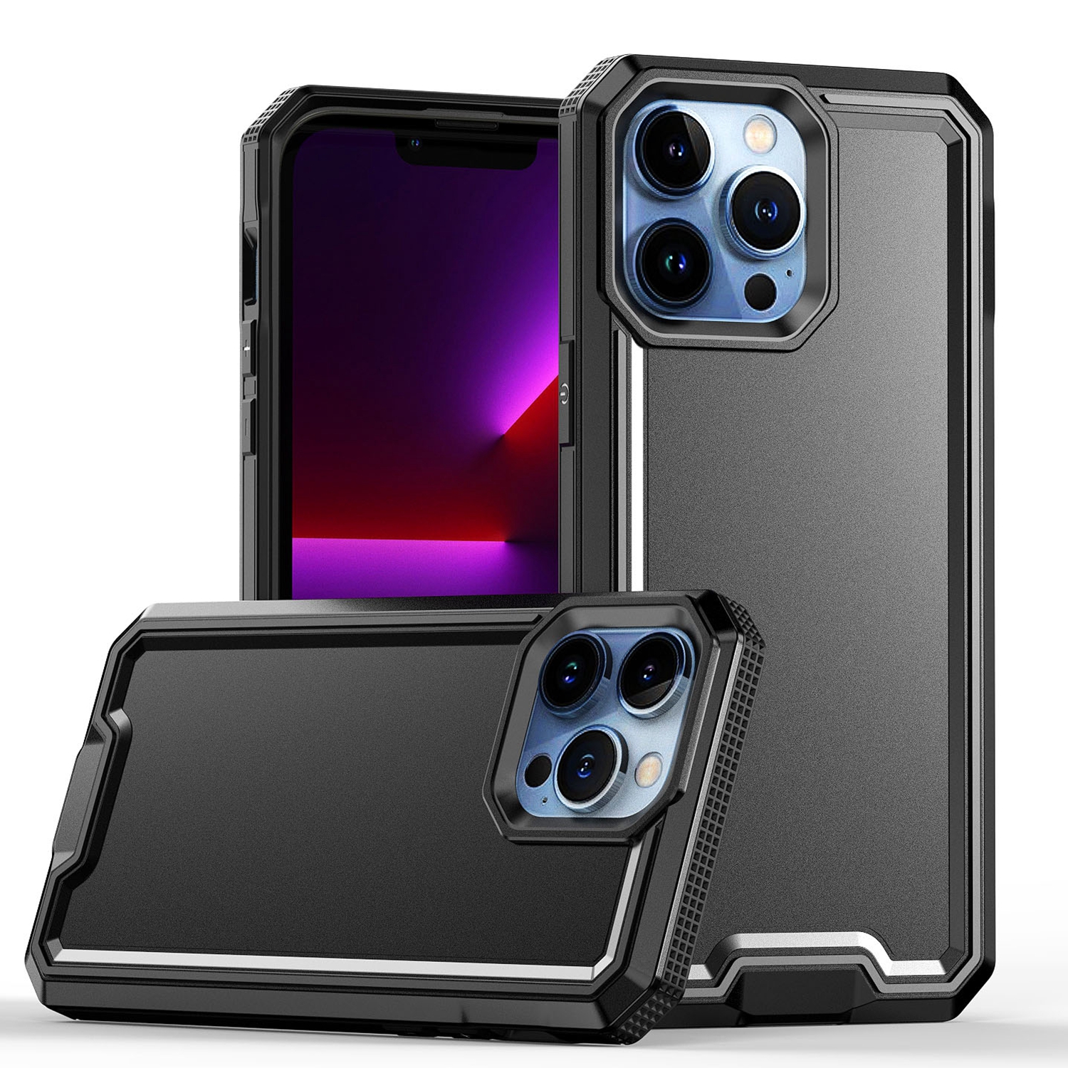 For iPhone SE3/SE2/i8/i7 Rank Tough Strong Modern Fused Hybrid Case Cover - Black
