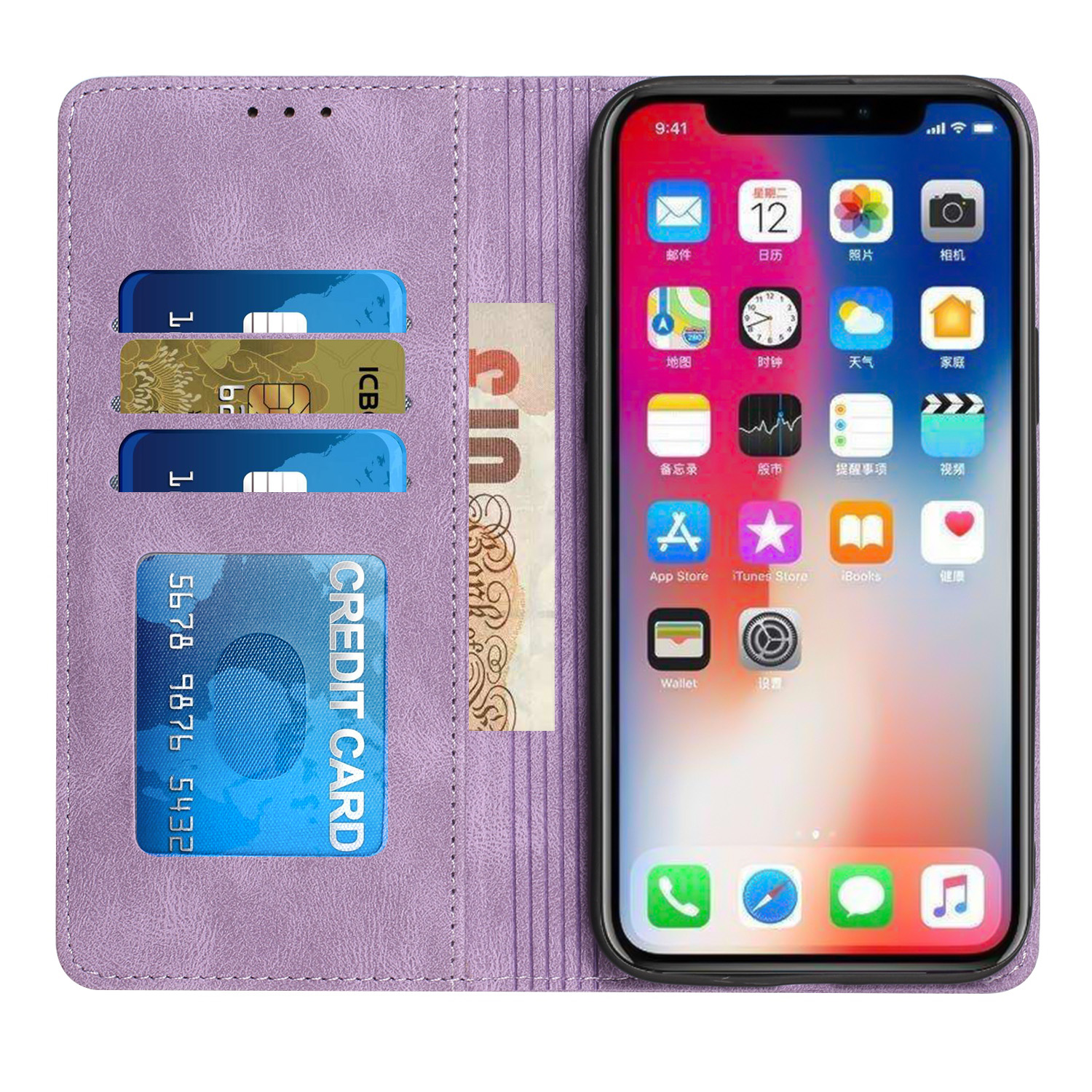 For Samsung A15 5G Case Phone Wallet Premium PU Vegan Leather + Tempered Glass - Photo 11 sur 24
