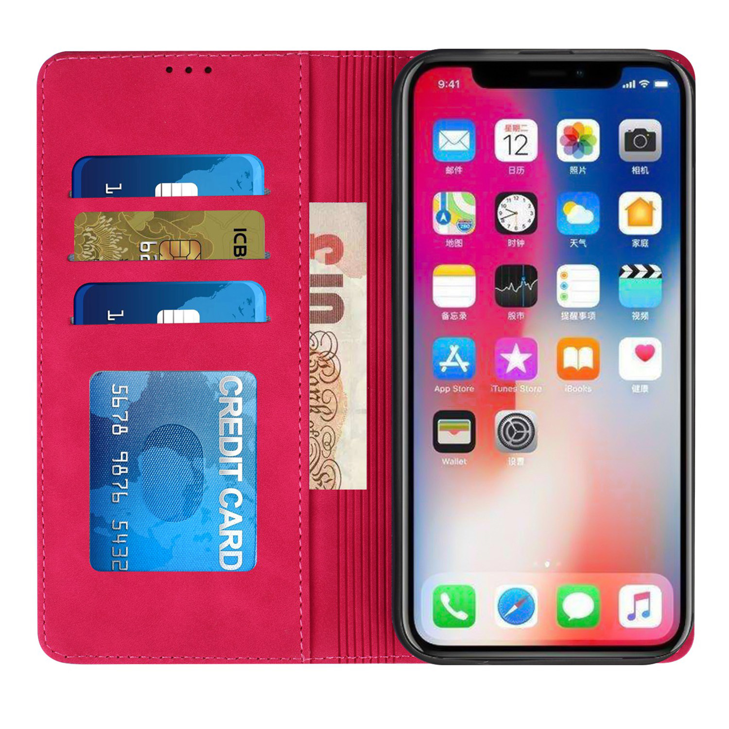 For Samsung A15 5G Case Phone Wallet Premium PU Vegan Leather + Tempered Glass - Photo 17 sur 24