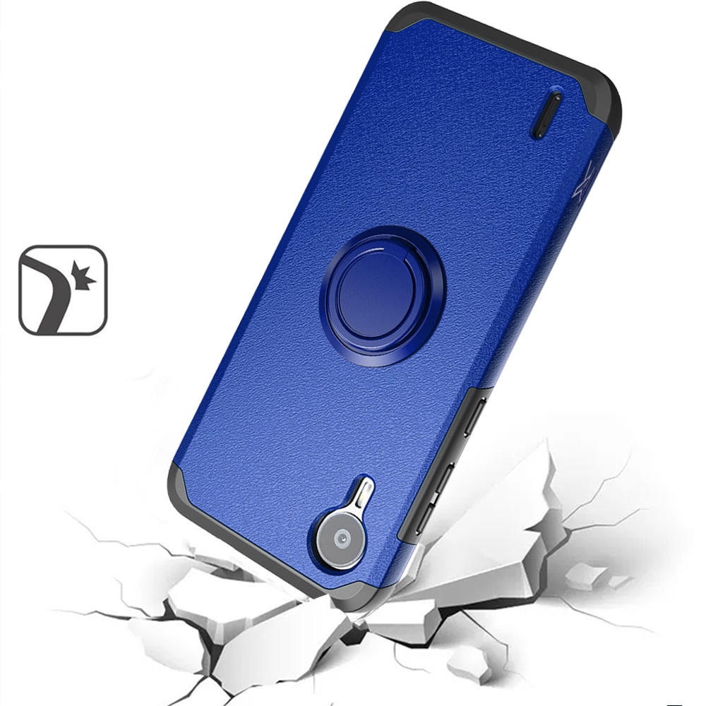 For Cricket Debut S2, At&t Calypso 4 Tough Hybrid Ring Stand + Tempered Glass - Picture 22 of 55