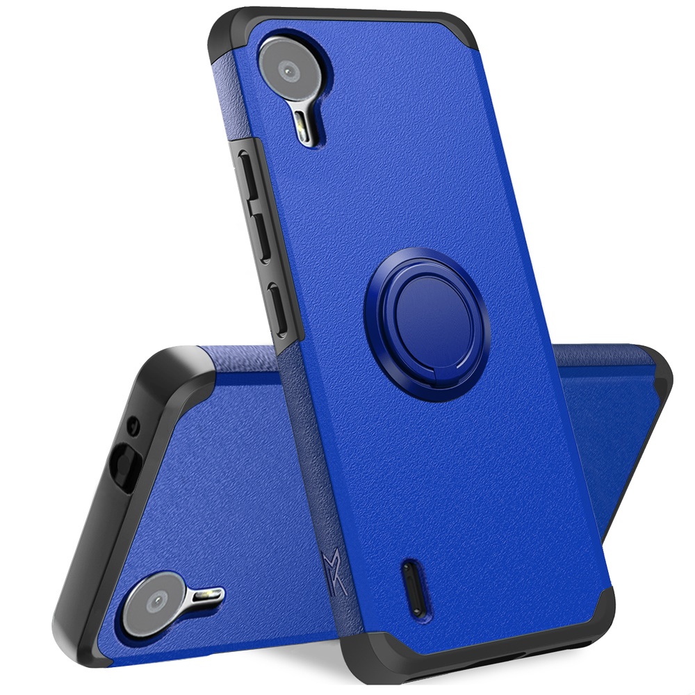 For Cricket Debut S2, At&t Calypso 4 Tough Hybrid Ring Stand + Tempered Glass - Picture 23 of 55