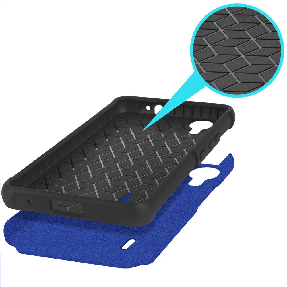 For Cricket Debut S2, At&t Calypso 4 Tough Hybrid Ring Stand + Tempered Glass - Picture 25 of 55