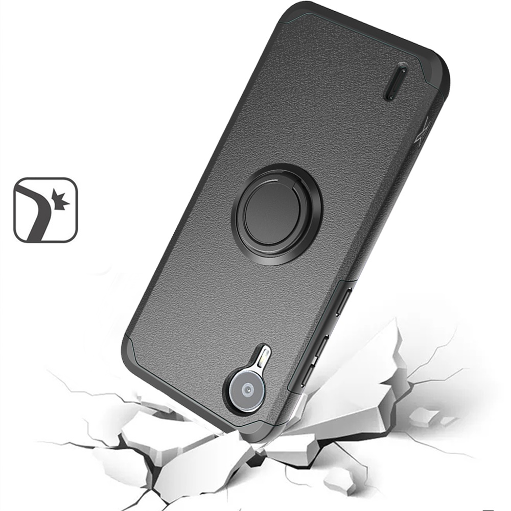 For Cricket Debut S2, At&t Calypso 4 Tough Hybrid Ring Stand + Tempered Glass - Picture 13 of 55