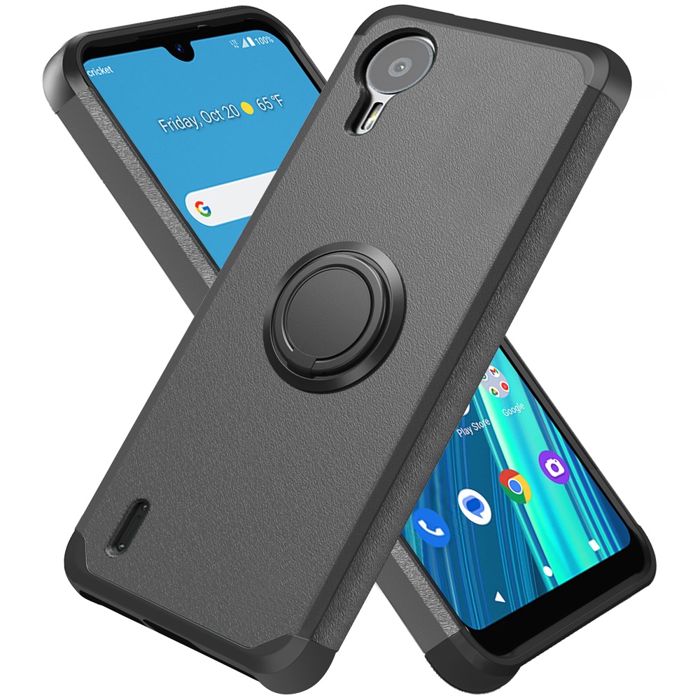 For Cricket Debut S2, At&t Calypso 4 Tough Hybrid Ring Stand + Tempered Glass - Picture 15 of 55