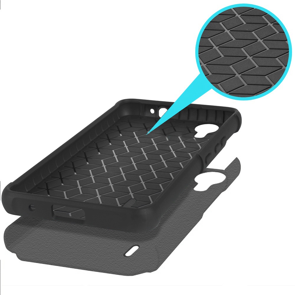 For Cricket Debut S2, At&t Calypso 4 Tough Hybrid Ring Stand + Tempered Glass - Picture 19 of 55