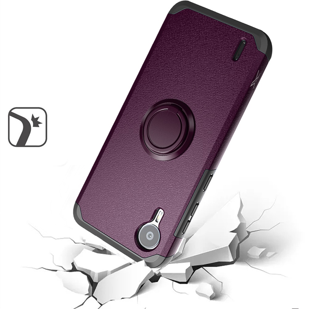 For Cricket Debut S2, At&t Calypso 4 Tough Hybrid Ring Stand + Tempered Glass - Picture 32 of 55