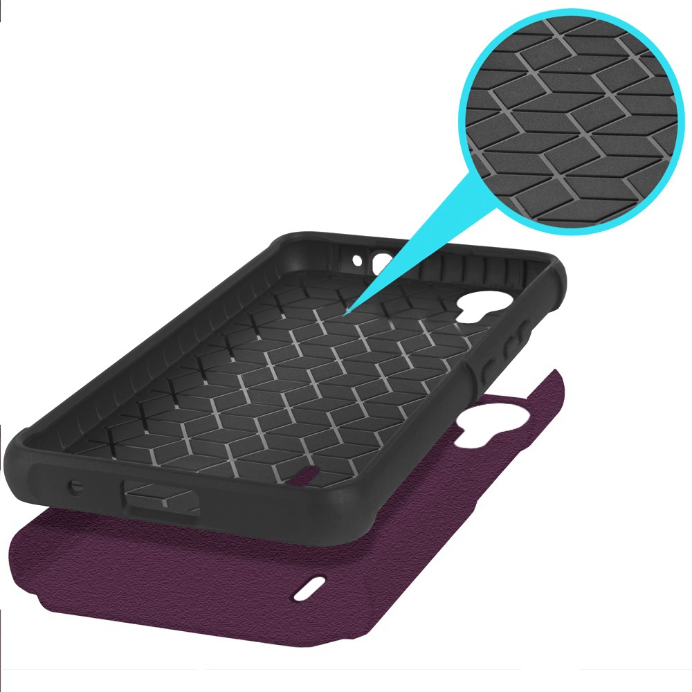For Cricket Debut S2, At&t Calypso 4 Tough Hybrid Ring Stand + Tempered Glass - Picture 34 of 55