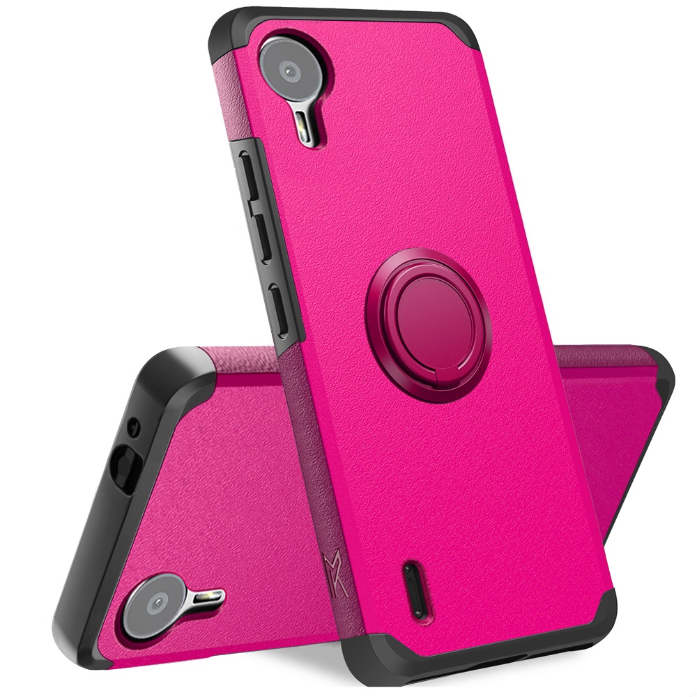 For Cricket Debut S2, At&t Calypso 4 Tough Hybrid Ring Stand + Tempered Glass - Picture 41 of 55