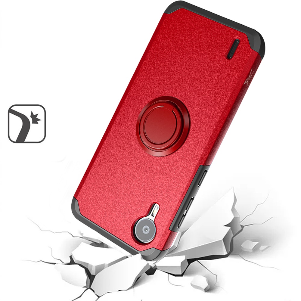 For Cricket Debut S2, At&t Calypso 4 Tough Hybrid Ring Stand + Tempered Glass - Picture 49 of 55