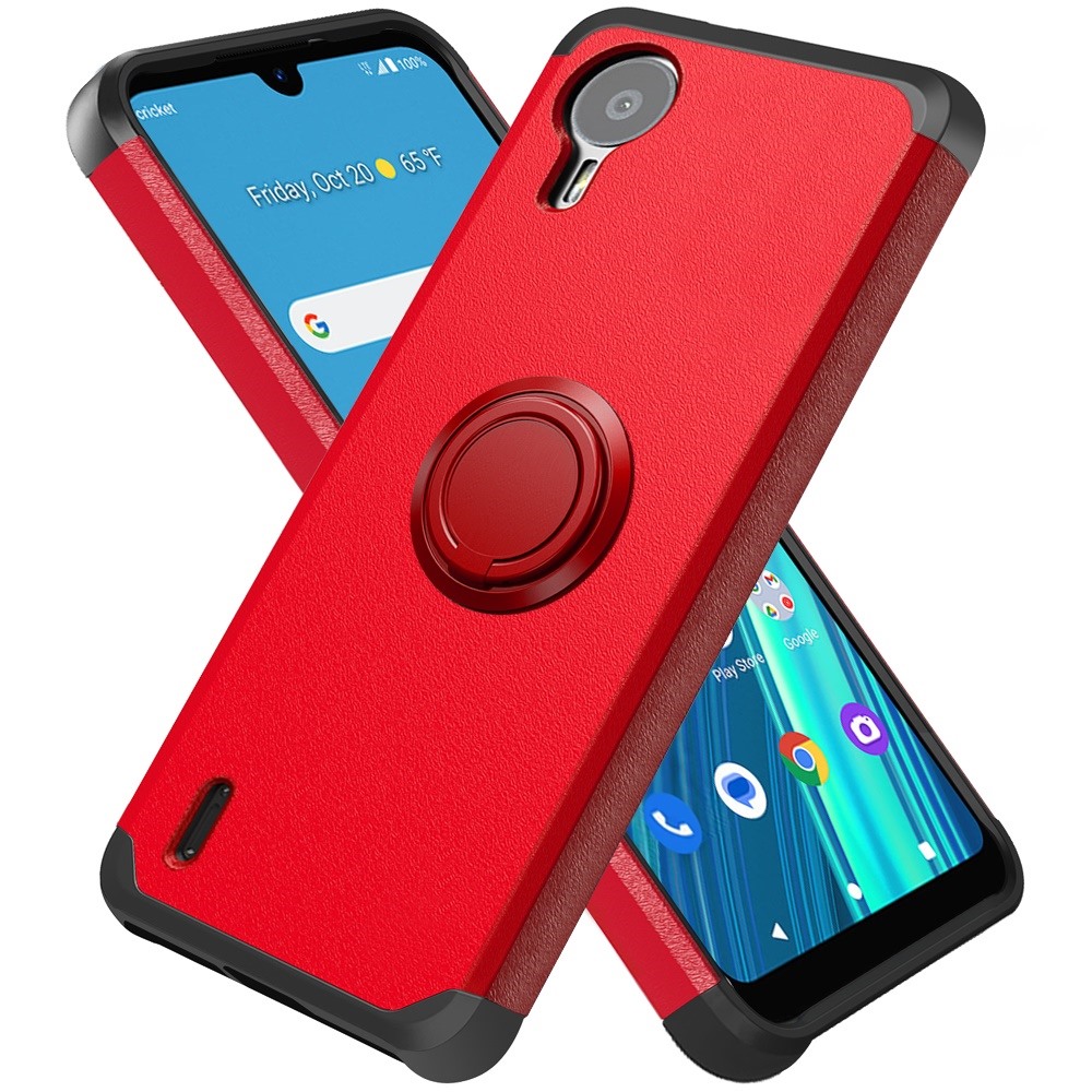 For Cricket Debut S2, At&t Calypso 4 Tough Hybrid Ring Stand + Tempered Glass - Picture 51 of 55