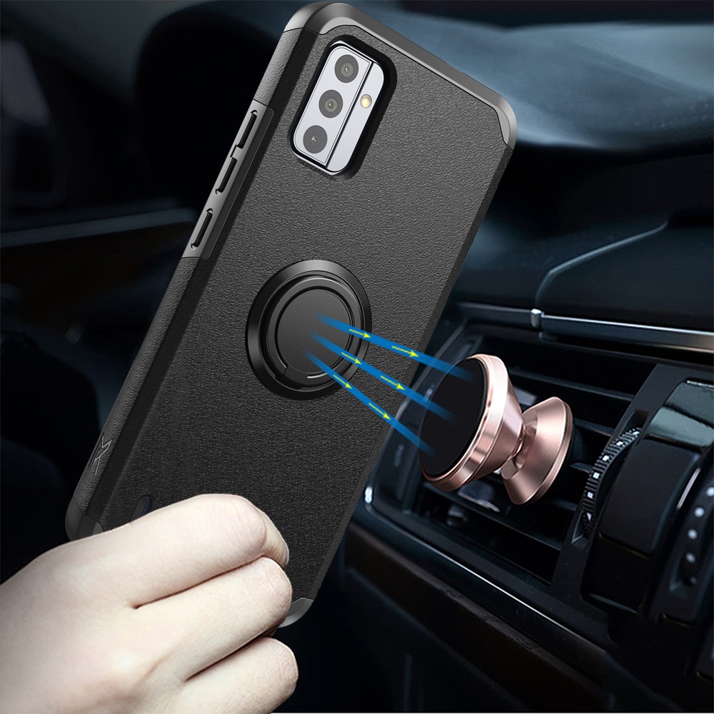 Per Nokia C210 Custodia Ibrida Resistente Con Supporto Anello + Schermo Vetro Temperato - Foto 2 di 12