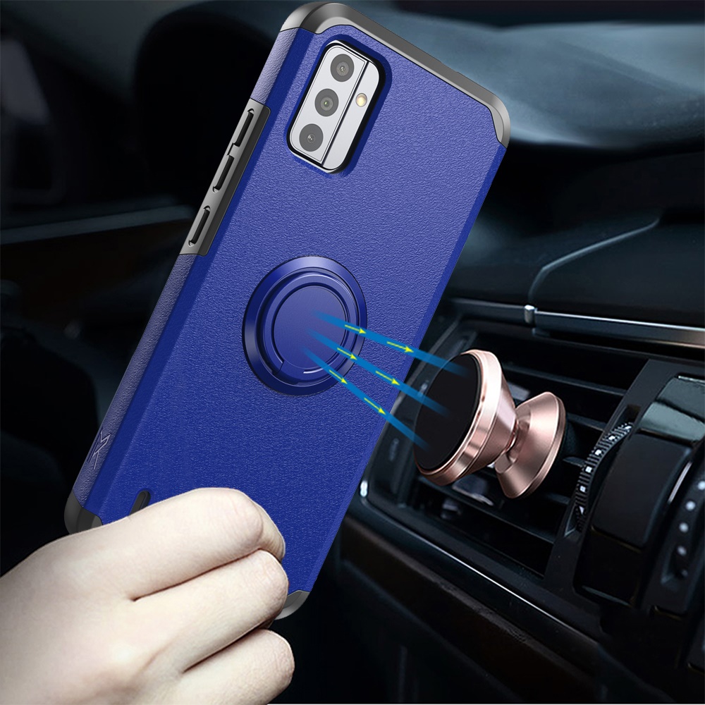 Per Nokia C210 Custodia Ibrida Resistente Con Supporto Anello + Schermo Vetro Temperato - Foto 6 di 12