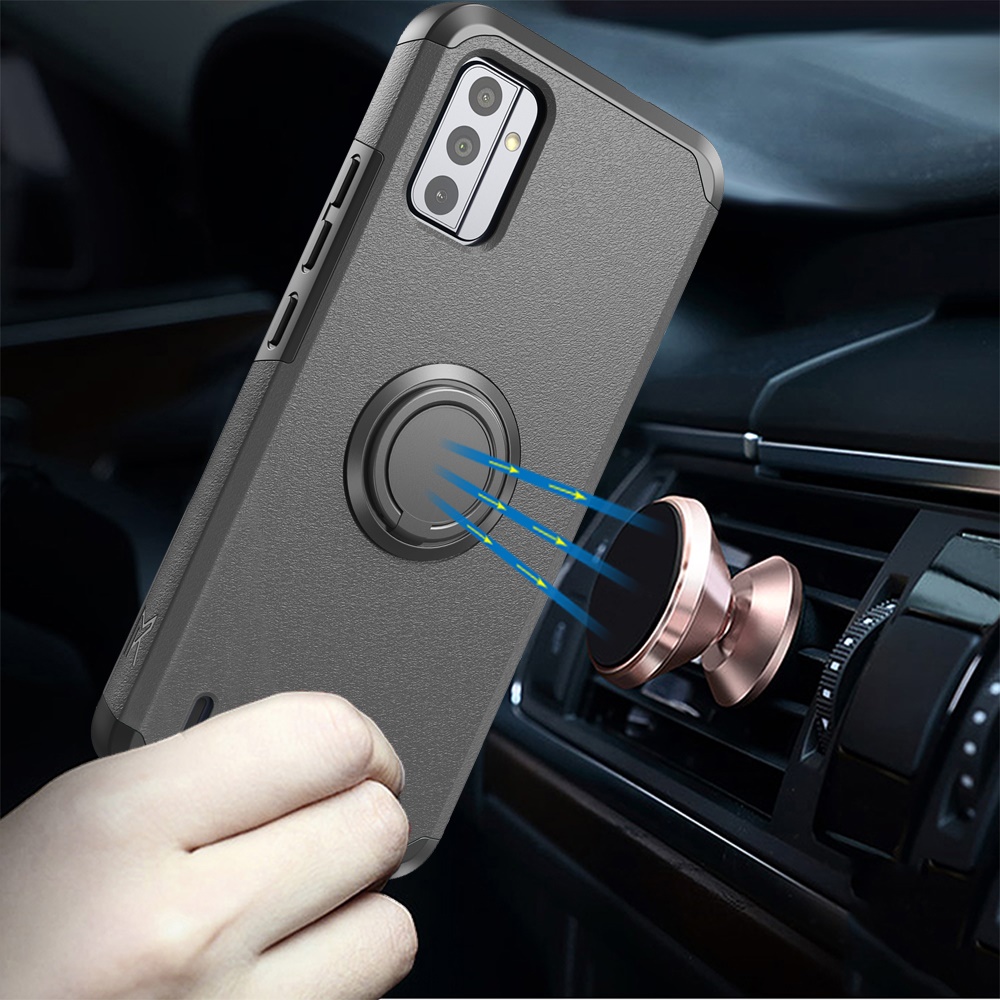 Per Nokia C210 Custodia Ibrida Resistente Con Supporto Anello + Schermo Vetro Temperato - Foto 4 di 12