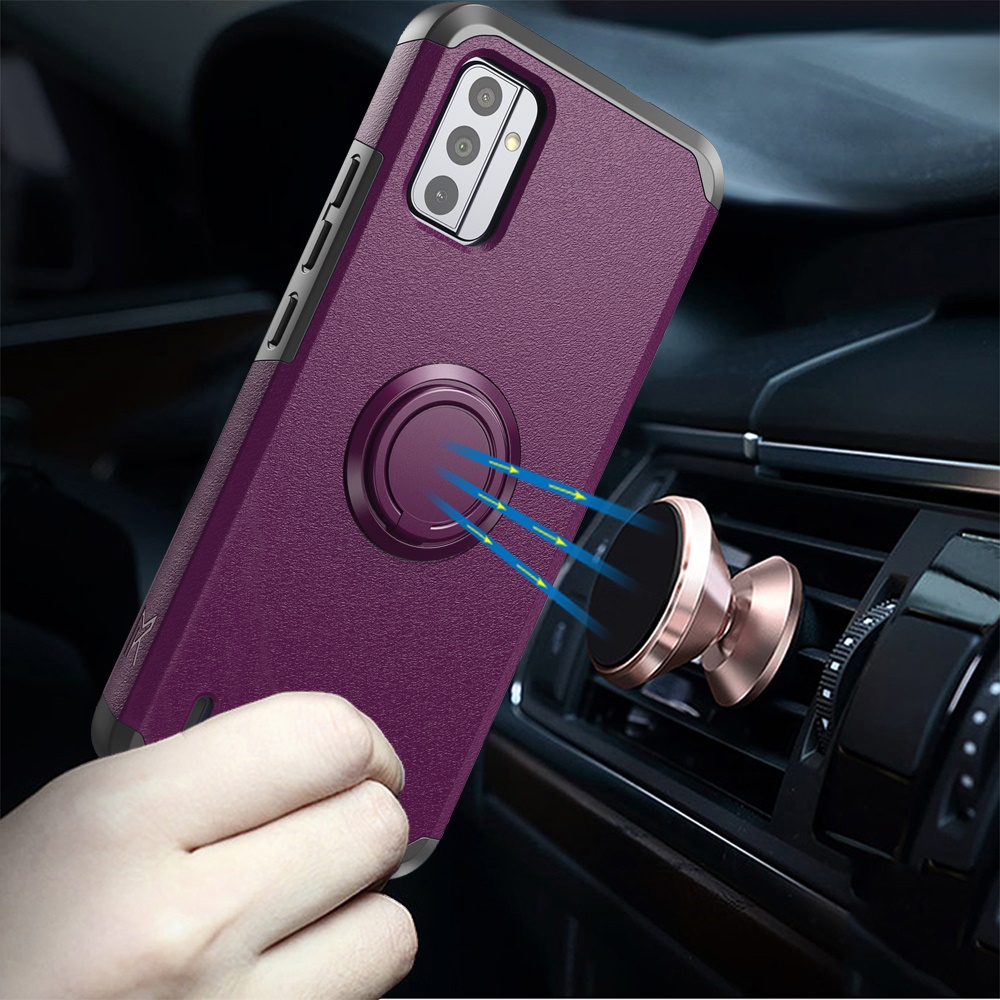 Per Nokia C210 Custodia Ibrida Resistente Con Supporto Anello + Schermo Vetro Temperato - Foto 8 di 12