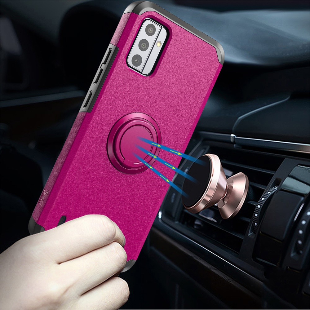 Per Nokia C210 Custodia Ibrida Resistente Con Supporto Anello + Schermo Vetro Temperato - Foto 10 di 12