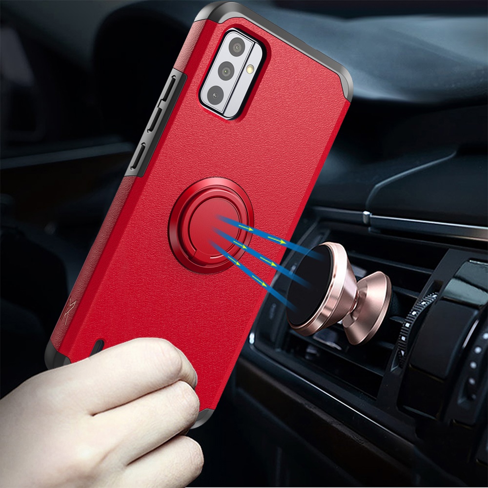 Per Nokia C210 Custodia Ibrida Resistente Con Supporto Anello + Schermo Vetro Temperato - Foto 12 di 12