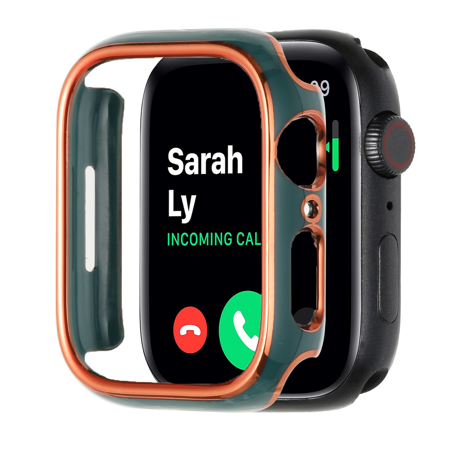 44mm Chromed iWatch Screen Frame - Chromed Gold+Midnight Green